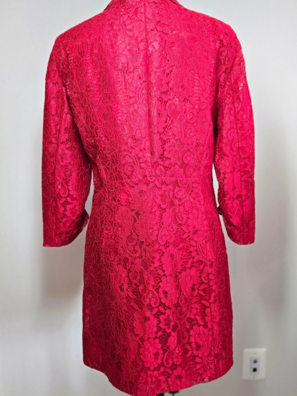 Iconic Lulus Red Lace Overcoat size S - Picture 9 of 13